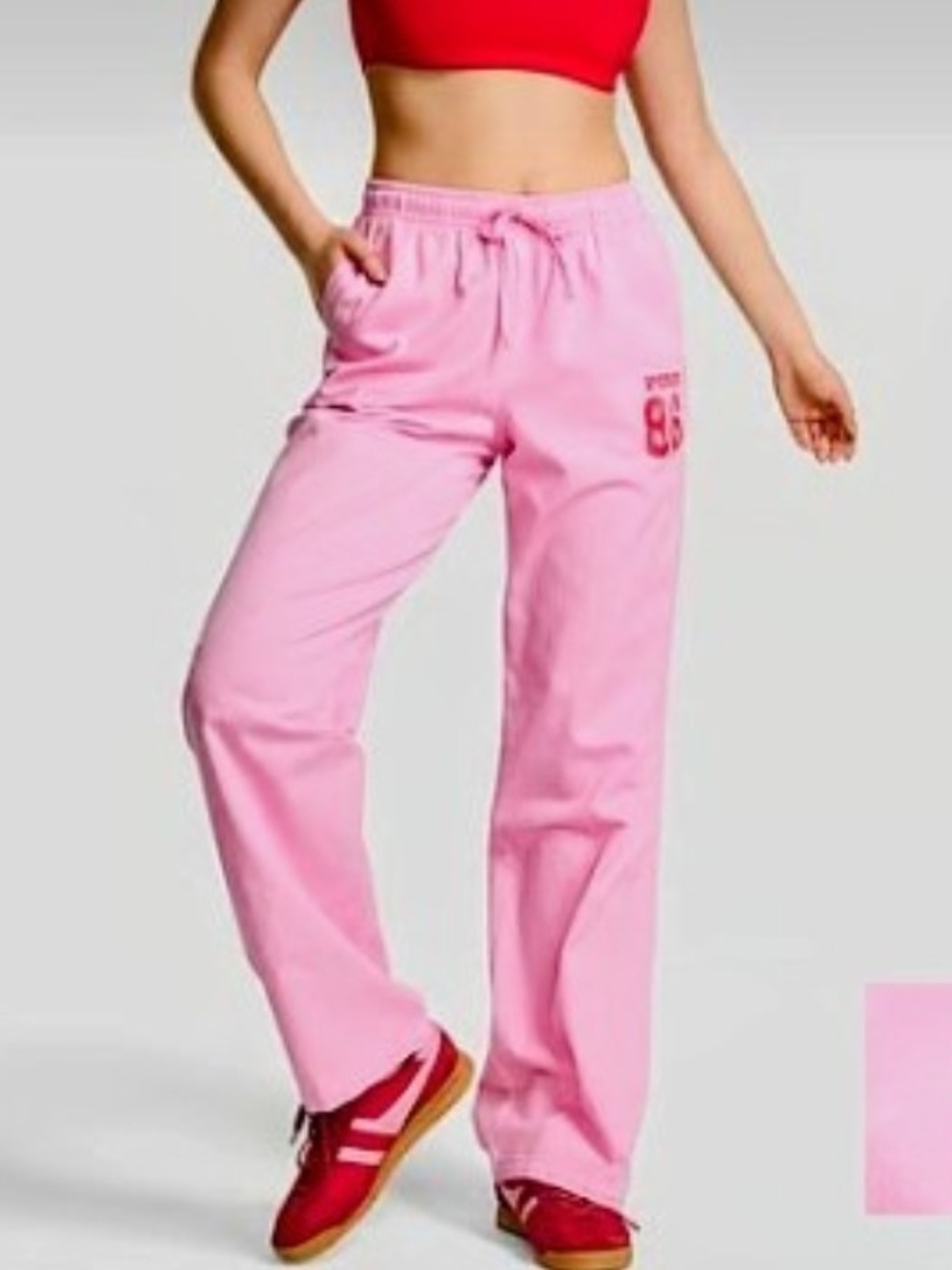 PINK Drawstring Lounge Pants with Graphic 86